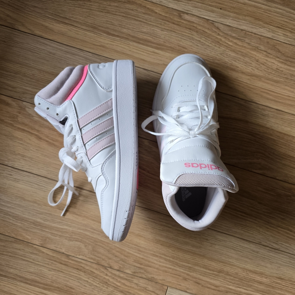 Adidas White and Pink High-Top Sneakers